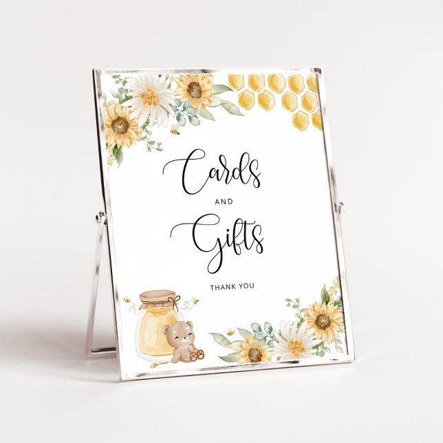 Bee honey bear sunflower cards and gifts sign (Creator Uploaded)