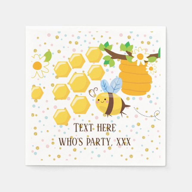 bee, honey bee, honey comb , Bumble bee Napkin (Front)