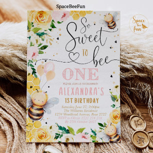 Bee Honey Birthday invitation Girl So Sweet to Bee