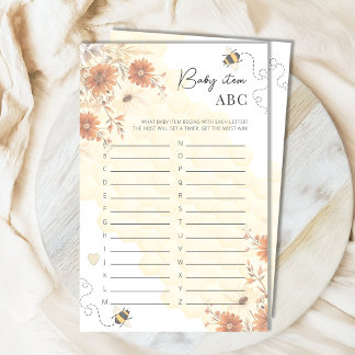 Bee Honey Boho Baby Shower Item ABC Game