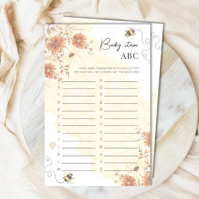 Bee Honey Boho Baby Shower Item ABC Game (Creator Uploaded)