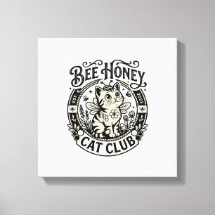 Bee Honey Cat Funny Cat Graphic - Bee Honey Cat Cl Canvas Print