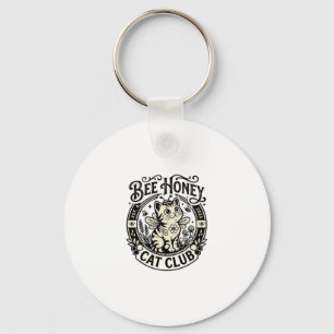 Bee Honey Cat Funny Cat Graphic - Bee Honey Cat Cl Keychain