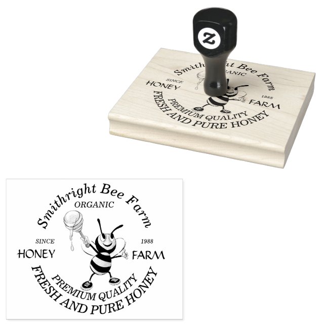 Bee Honey Farmer Personalized Rubber Stamp (Stamped)