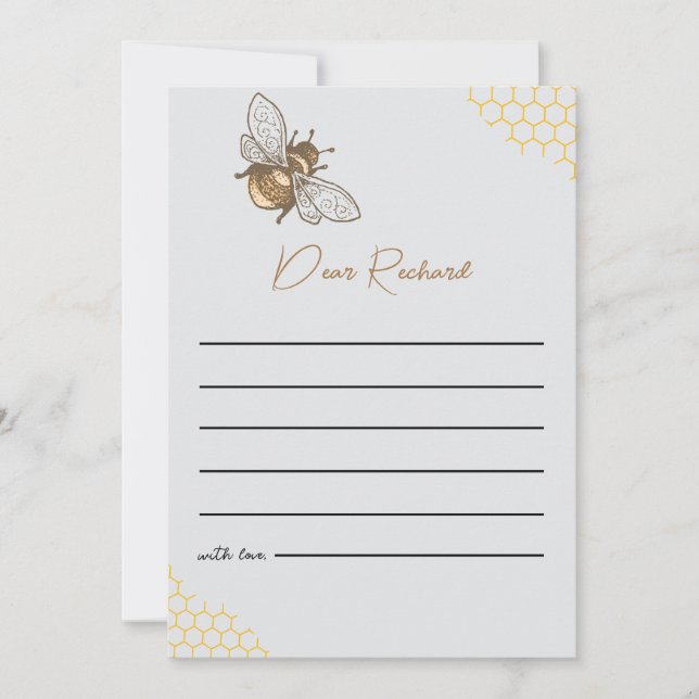  Bee Honey Grey  First Bee-day Time Capsule Card (Front)