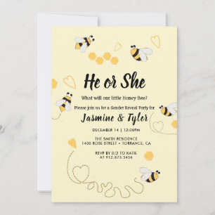 Bee Honey He or She Gender Reveal Invitation