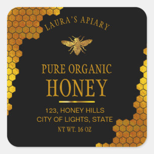Bee Honey Jar Lid Produit Étiquette Apiary Honeype