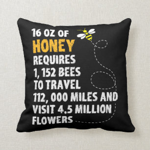 Bee honey statistics plant flowers beekeeper throw pillow