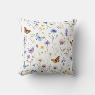 Bee Honey Wildflower Nature Botanical Garden  Throw Pillow