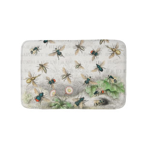 Bee Honey Worker Queen Bees Antique  Bath Mat