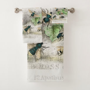 Bee Honey Worker Queen Bees Antique Bath Towel Set