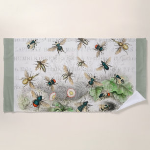 Bee Honey Worker Queen Bees Antique  Beach Towel