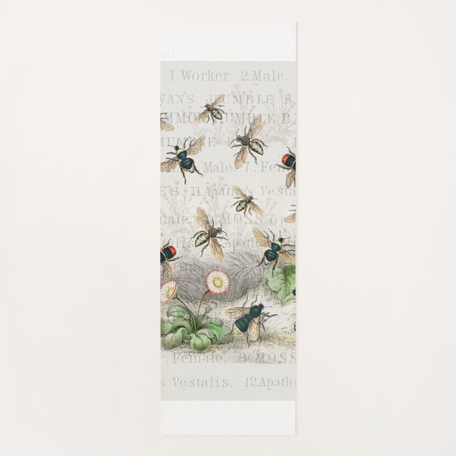 Bee Honey Worker Queen Bees Antique  Yoga Mat (Front)