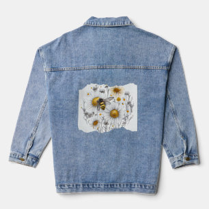 Bee Honeybee Daisy Flowers Denim Jacket