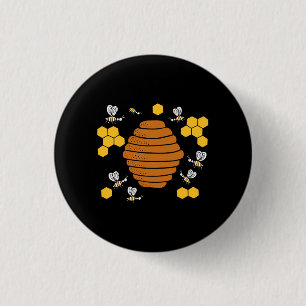 Bee Honeycomb 1 Inch Round Button