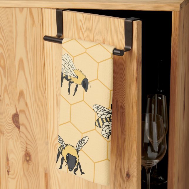 Bee Honeycomb Kitchen Towel (Thirds Fold)