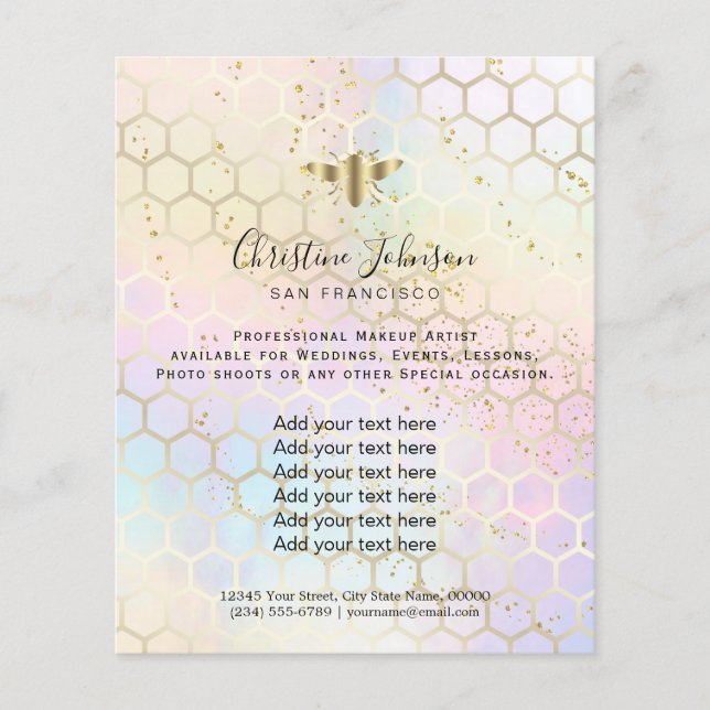 bee honeycomb pastel colours flyer (Front)