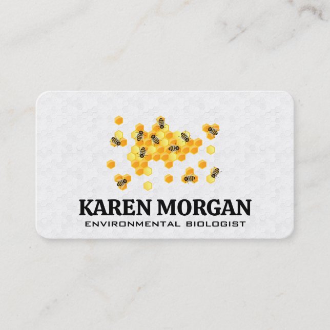 Bee | Honeycomb Pattern | Bug Business Card (Front)
