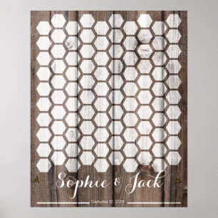 bee honeycomb signature wedding guest book wood