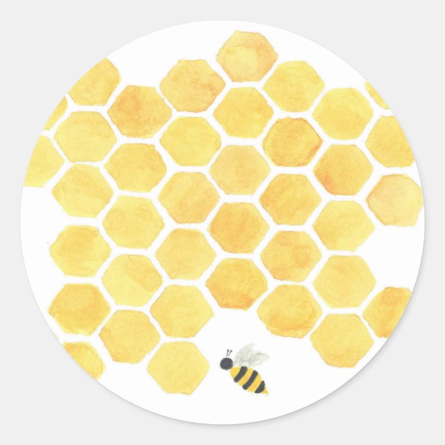 Bee honeycomb yellow sticker (Front)