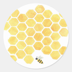 Bee honeycomb yellow sticker