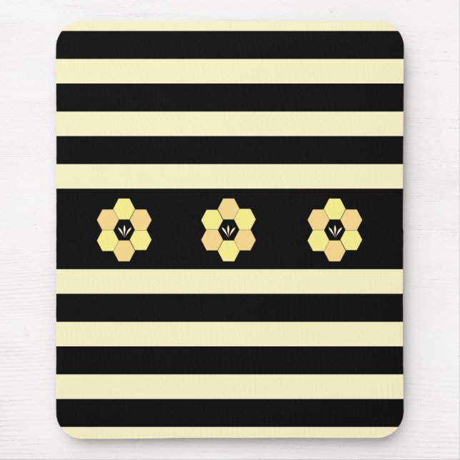 Bee Honeycombs on Striped Mouse Pad (Front)