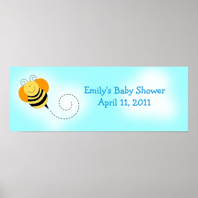 Bee Hop Bumble Bee Customizable Birthday Banner Poster (Front)