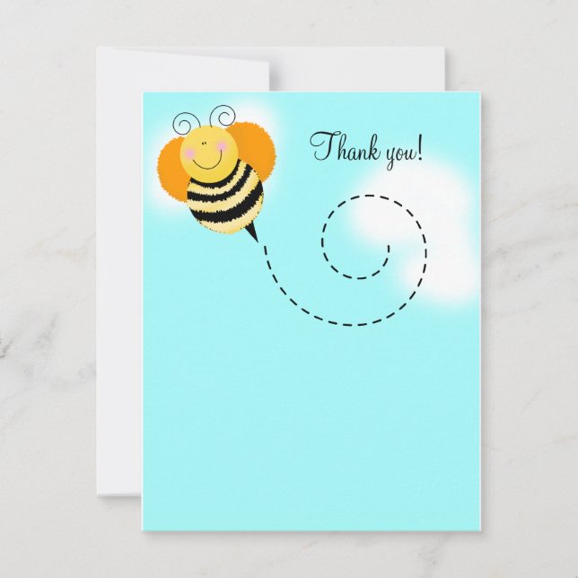 Bee Hop Bumble Bee Flat Carte de remerciements 4x5 (Devant)