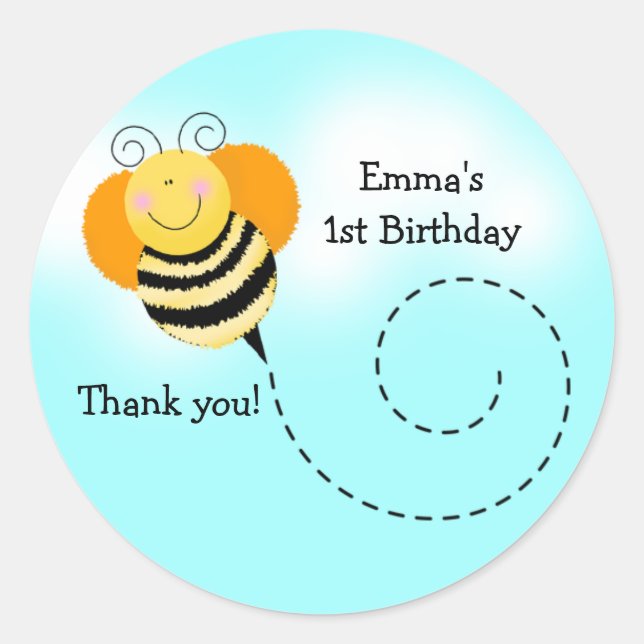 BEE HOP ROUND Bumblebee Favour Stickers (Front)