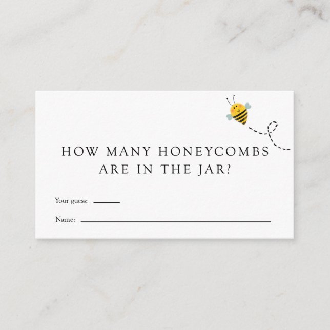 Bee How Many Honeycombs Baby Shower Game card (Front)