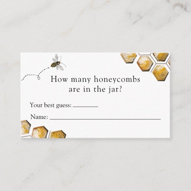 Bee How Many Honeycombs Baby Shower Game card (Front)