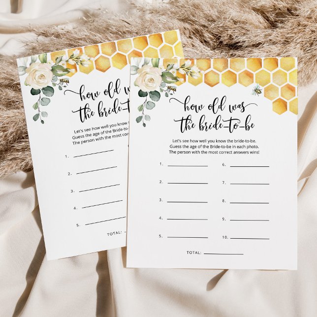 Bee How old was the bride to be bridal shower game (Creator Uploaded)