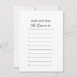 Bee How old was the dad baby Shower Game Card