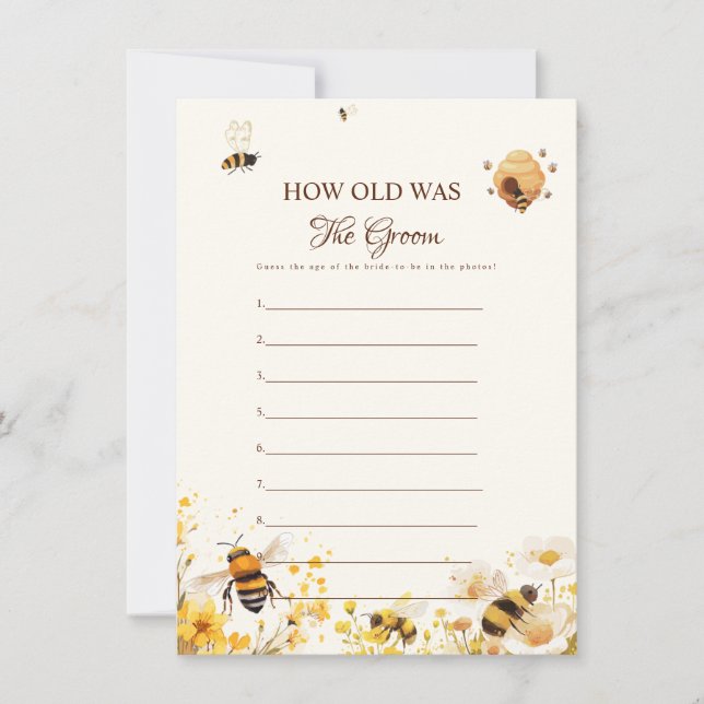 Bee How old was the Groom Shower Game Card (Front)