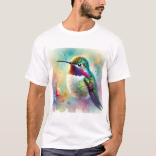Bee Hummingbird 020924AREF120 - Watercolor T-Shirt