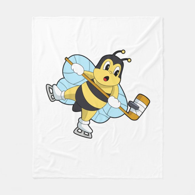 Bee Ice hockey Ice hockey stick Fleece Blanket (Front)