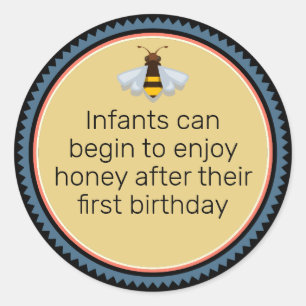 Bee Icon Honey Infant Warning Black Classic Round Sticker