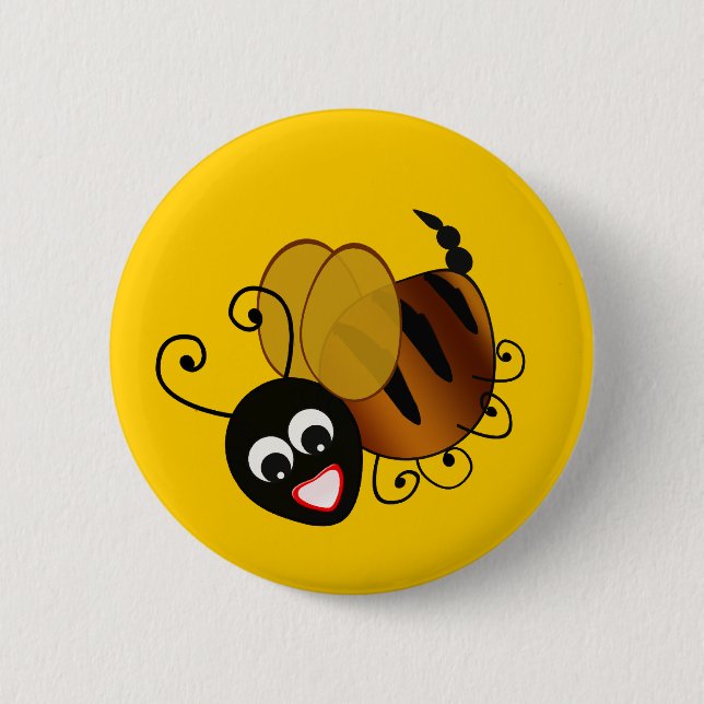 Bee In Black 2 Inch Round Button (Front)