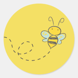BEE IN FLIGHT ROUND STICKERS