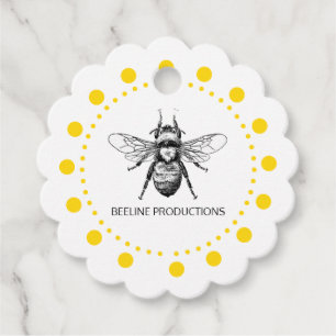 Bee In Golden Circle Business Favour Tags