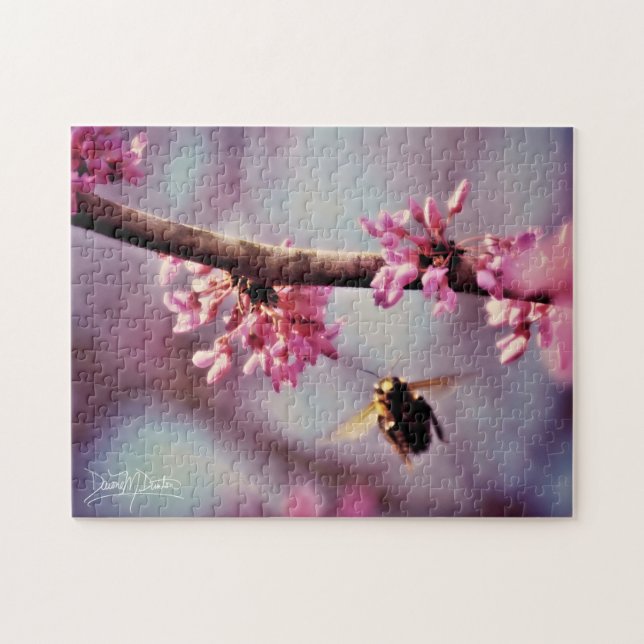 Bee In Pink Jigsaw Puzzle (Horizontal)