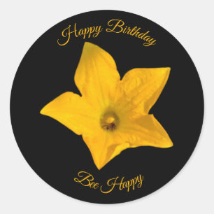 Bee in Squash Blossom Happy Birthday Sticker