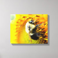 Bee in Sunflower Cheerful Canvas Print