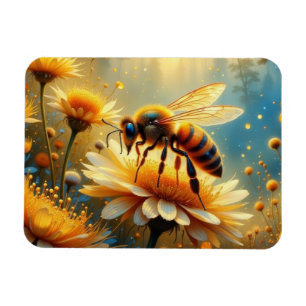 Bee in the flower garden magnet