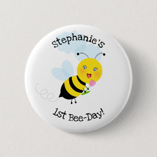 Bee in Tulip Garden 2 Inch Round Button