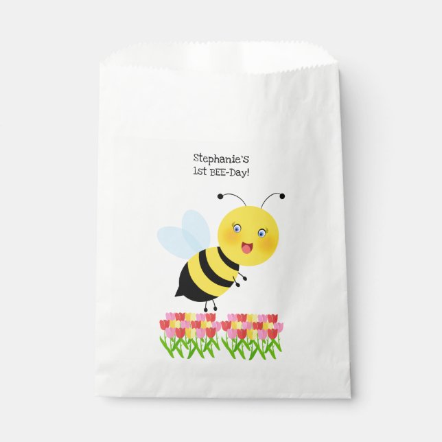 Bee in Tulip Garden Favour Bag (Front)