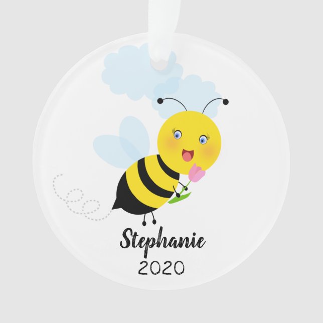 Bee in Tulip Garden Ornament (Front)
