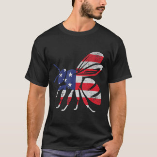 Bee Independence Day Patriotic USA Flag 4th of T-Shirt