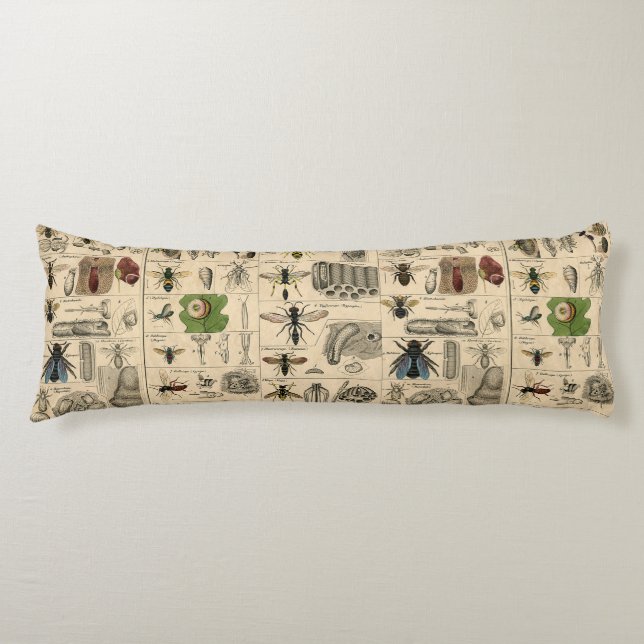 Bee Insect Bug Wasp Natural Nature Bees Painting Body Pillow (Front)