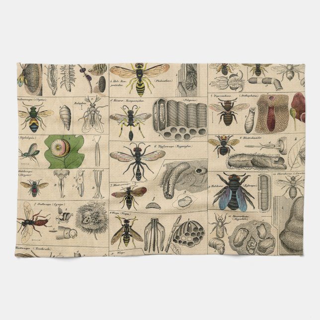 Bee Insect Bug Wasp Natural Nature Bees Painting Kitchen Towel (Horizontal)